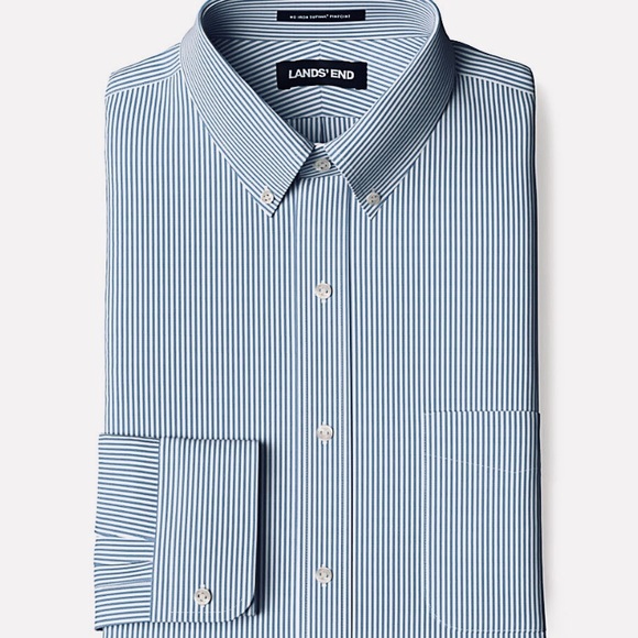 Lands End Mens Dress Shirt Tailored Fit Blue Sz 16 - Picture 1 of 8
